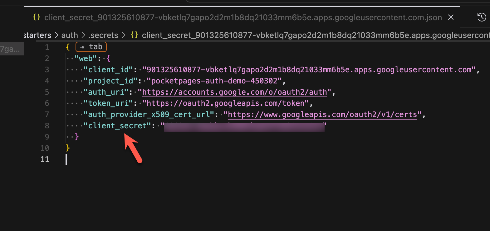 Credentials JSON format